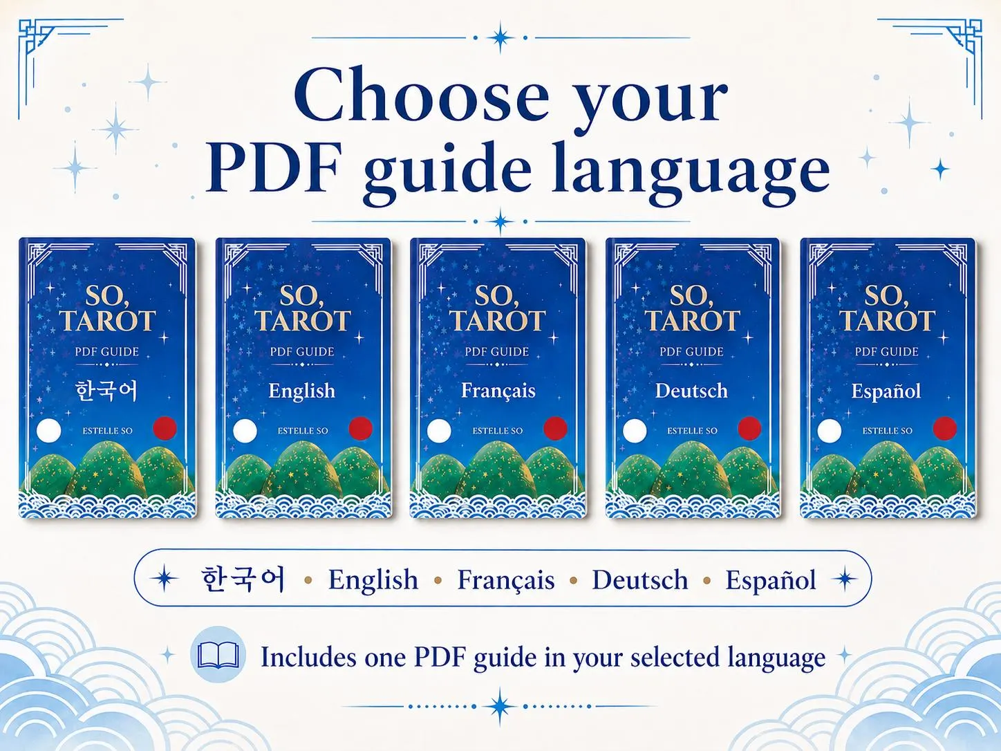SO, TAROT PDF 가이드 언어 선택 이미지